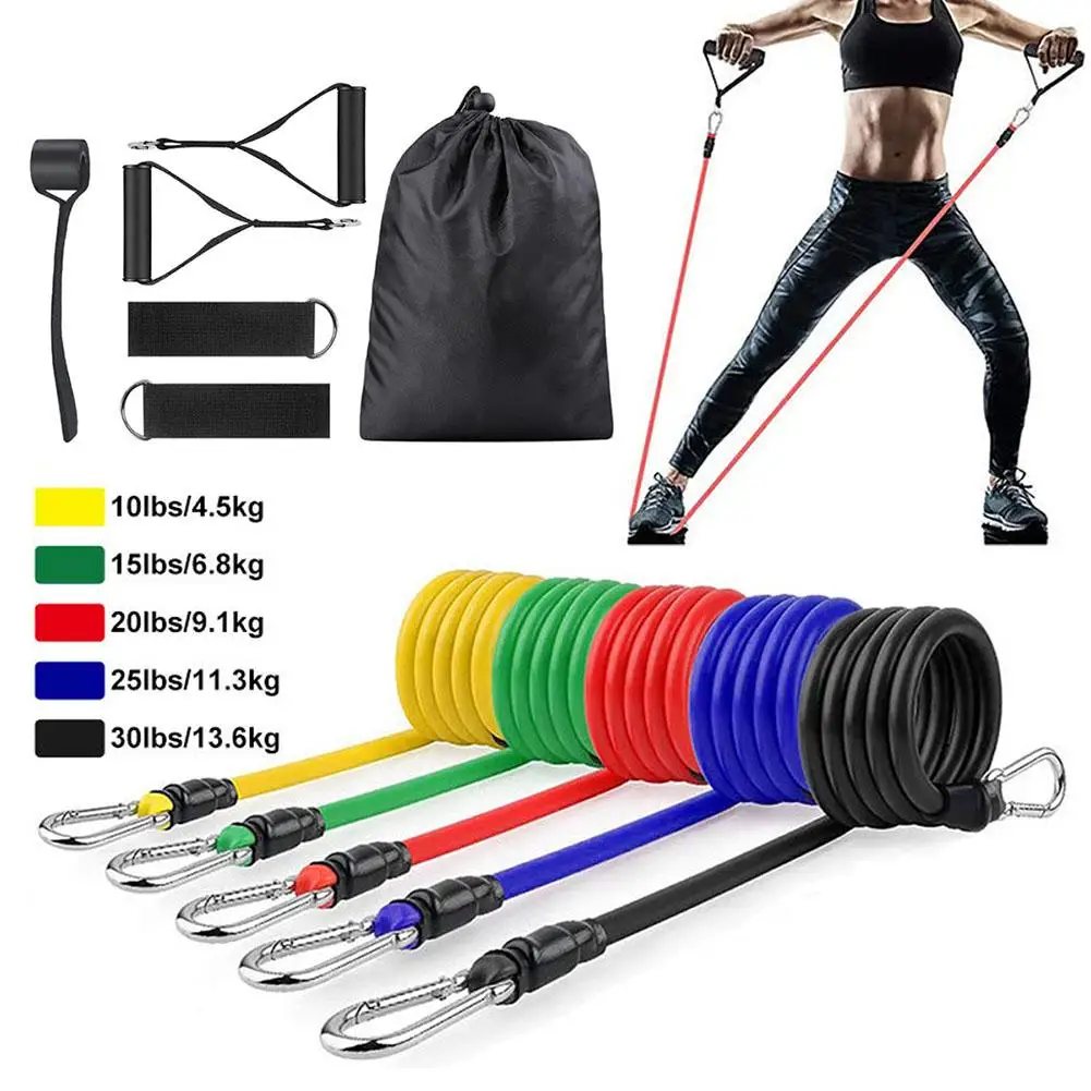 

11pcs Portable Resistance Bands Set Fitness Exercise Bands Muscle Builder For Arm Chest Back Abdominal Butt Leg Drop shipping