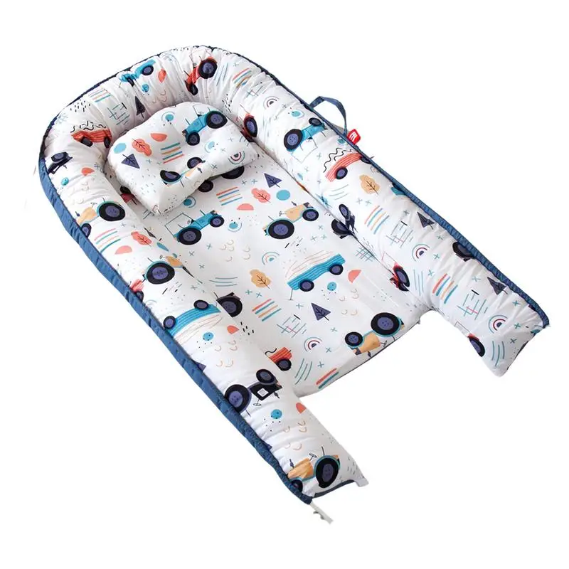 

Baby Nest Bed With Pillow Portable Baby Lounger Adjustable Newborn Lounger Travel Crib Soft Breathable For Newborn Bed Bumper