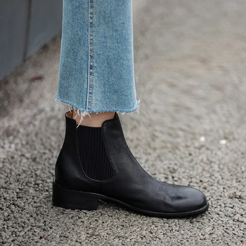 Женские зимние ботинки без застежки с круглым носком