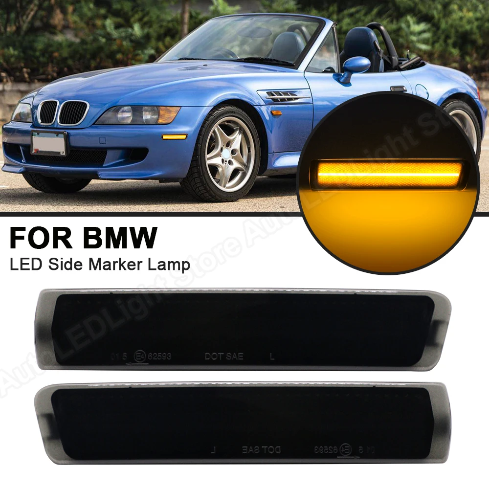 

Side Maker LED Lamps No Error Waterproof Pure Amber 2PCS Auto Front Fender Flare Lights For BMW Z3 M Roadster/M Coupe 1996-2002