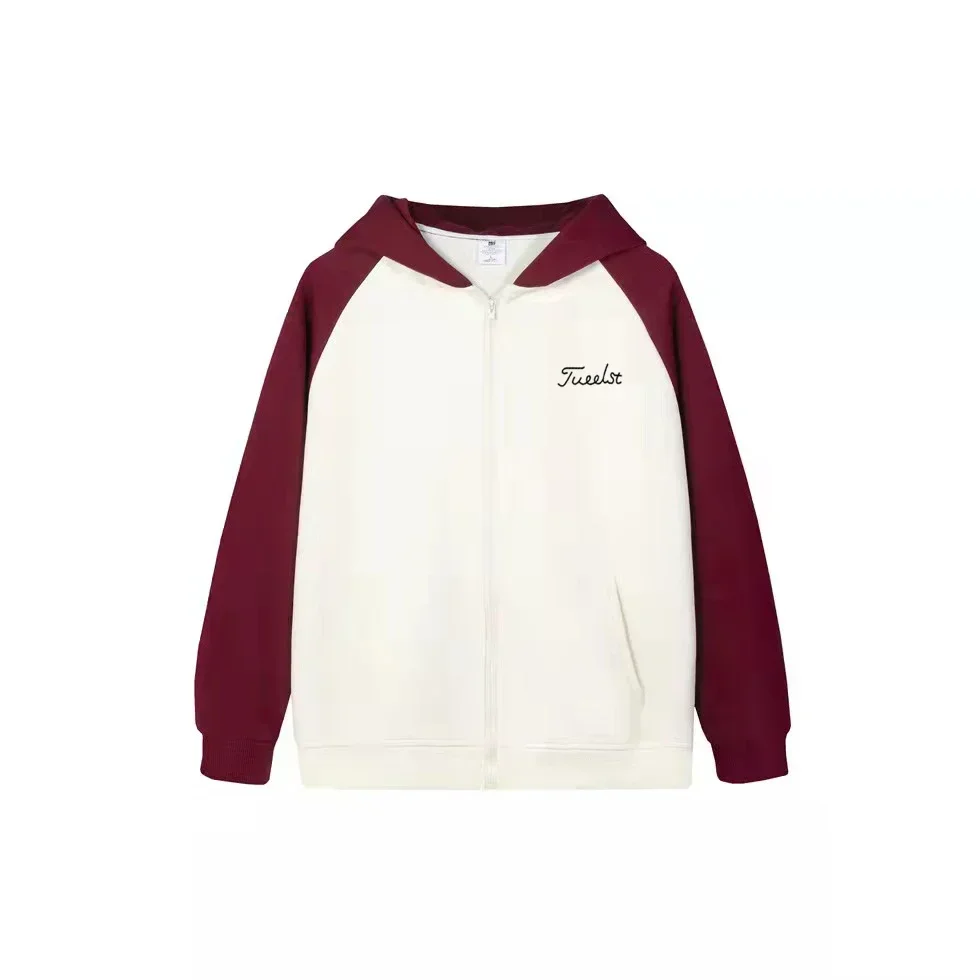 

Golf Men's and Women's Contrast Color Cardigan Sweater Golf Autumn Outdoor Hoodie Coat Casual Fashion Academy Style Coat