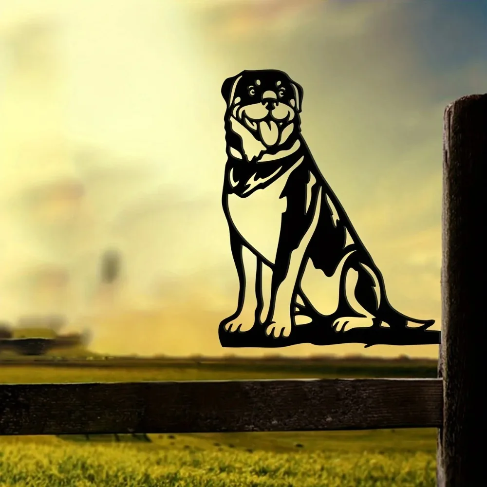1 Шт. Металлический Ротвейлер Силуэт Щенка Собака Вырез Сельская Местность