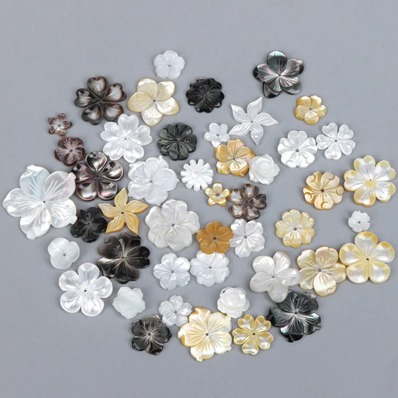 Подвеска в виде натуральной ракушки с цветами черная желтая белая из