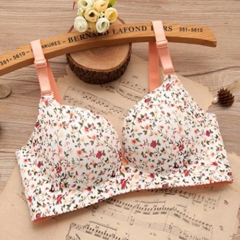 

Sexy Women Bra Printed Bra Seamless Push Up Bra Wireless Gathering Thin Bra Women Close-fitting Bra Ropa Interior Sexi Mujer