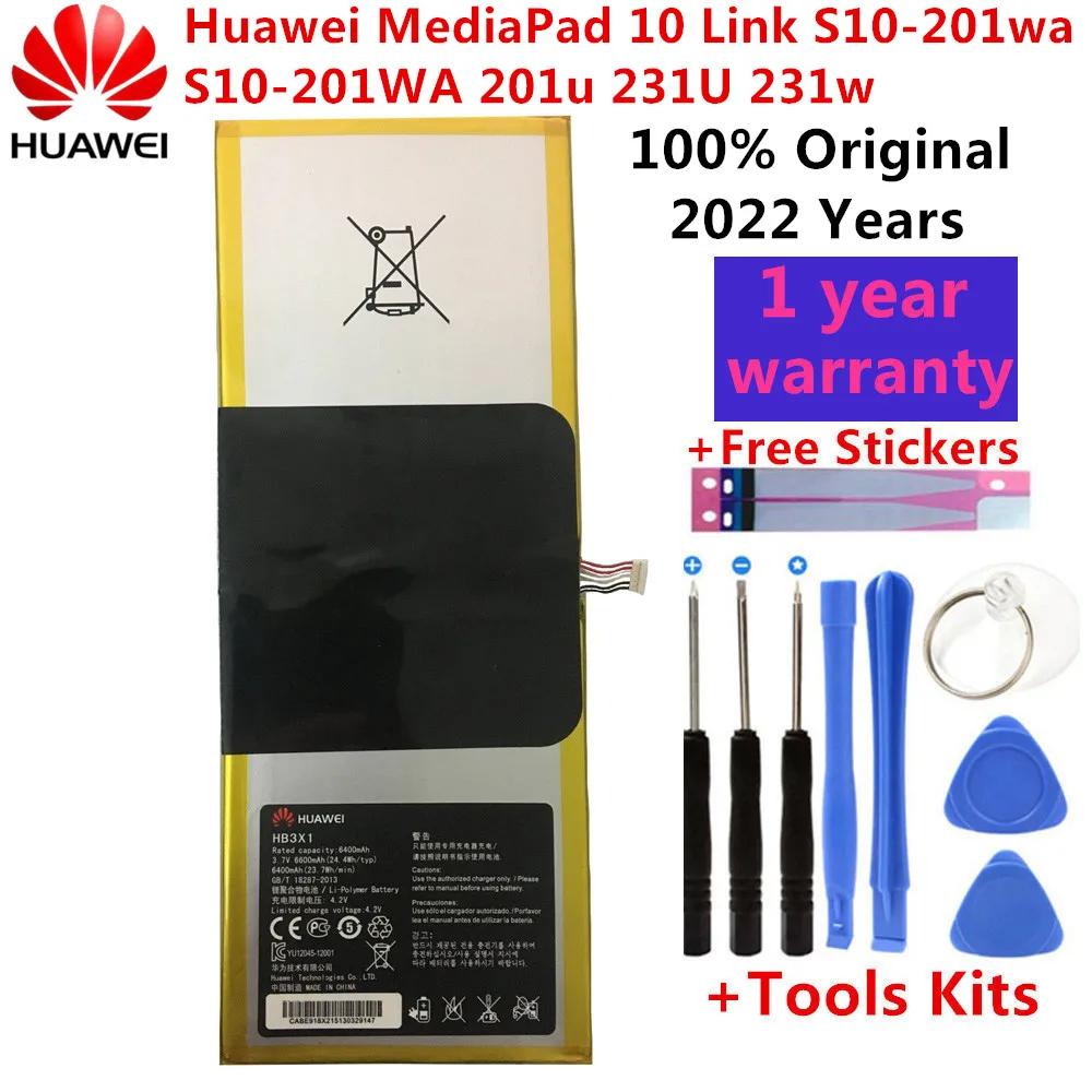 

Original HB3X1 HB3484v3eaw-12 Battery 6400mAh High Quality For Huawei MediaPad 10 Link S10-201wa Tablet PC Battery +tools