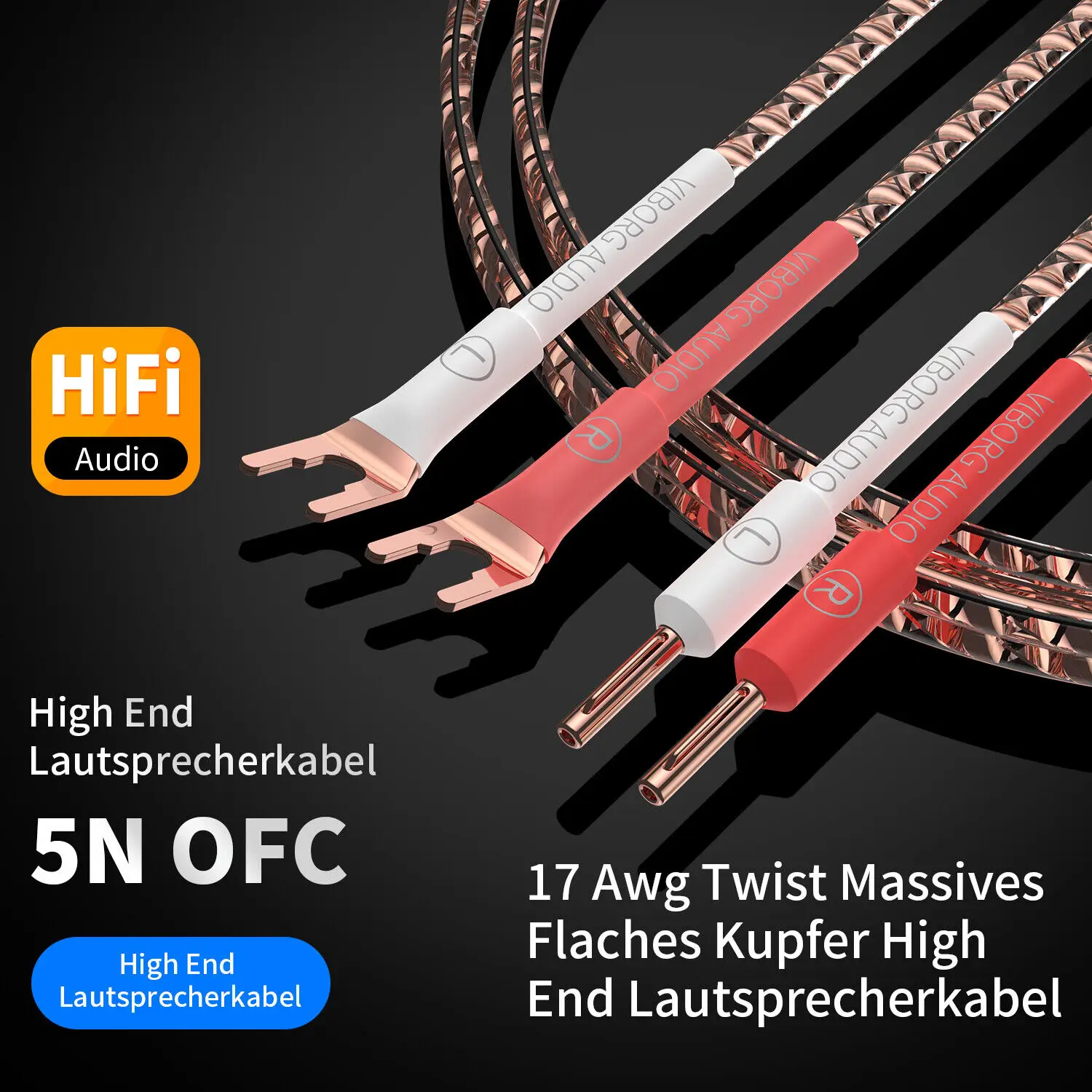 Пара вибрачных VS903 плоский акустический кабель HIFI с разъемом типа банан из чистой