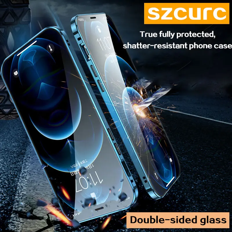 Ceny Dla IPhone 14 Pro Max Case. Nowe Pełne Etui Ochronne 360 °. IPhone11 12 Mini 13 Pro Adsorpcja Magnetyczna Metalowy Futerał Na Telefon