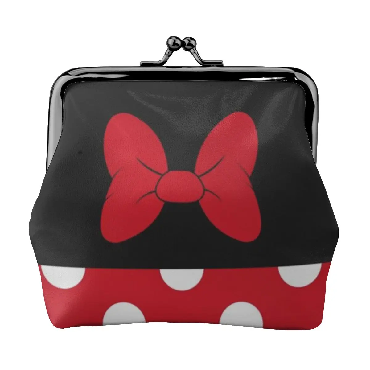 

Cartoon Minnie Portable Leather Coin Purse Small Kiss-Lock Change Pouch Clasp Closure Buckle Wallet