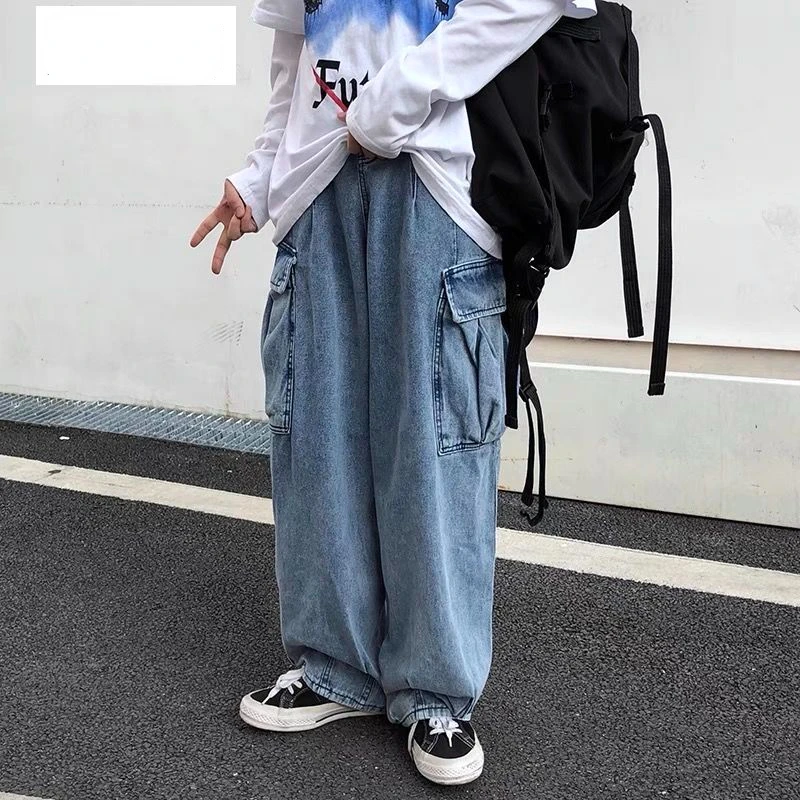 Wide Leg Denim Jeans Men's Autumn Daddy Trend Student Loose Straight-leg Baggy Pants Japanese Loose Hip Hop 2022 New