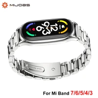 strap for xiaomi mi band 7 6 5 4 3 stainless metal opaska correa mi bend 4 miband 5 wristbands bracelet global version nfc