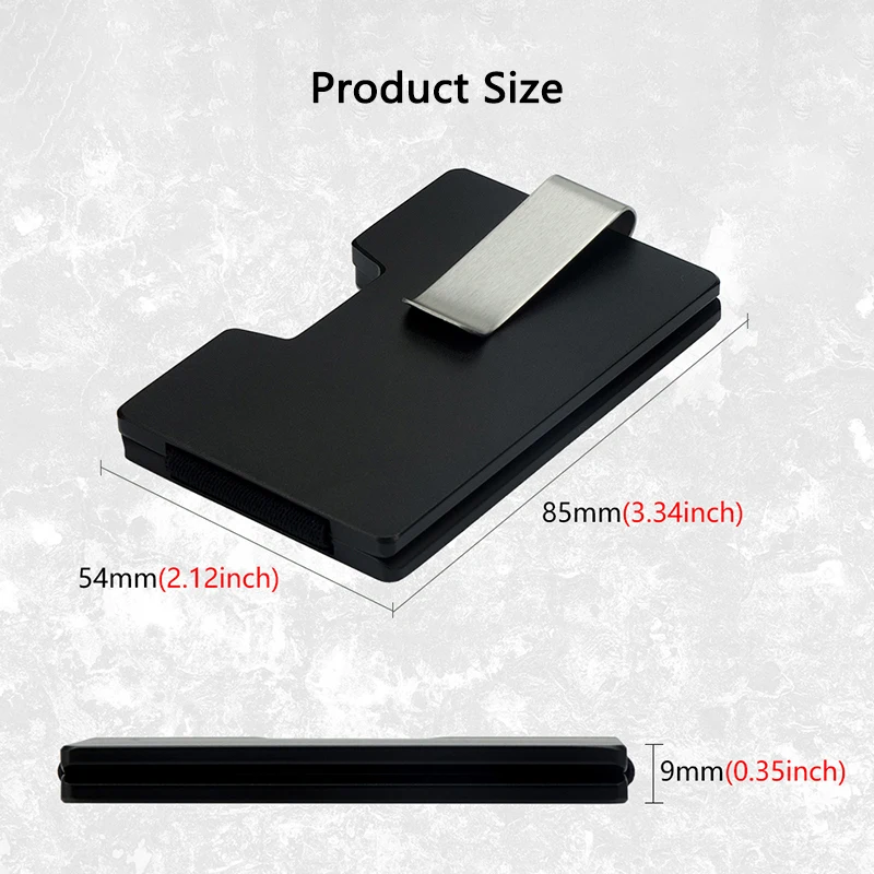 CASEKEY Aluminum Wallet Luxury Metallic Slim Card Holder Black Matte Aluminum Alloy Credit Card Case RFID Wallet for Men Women