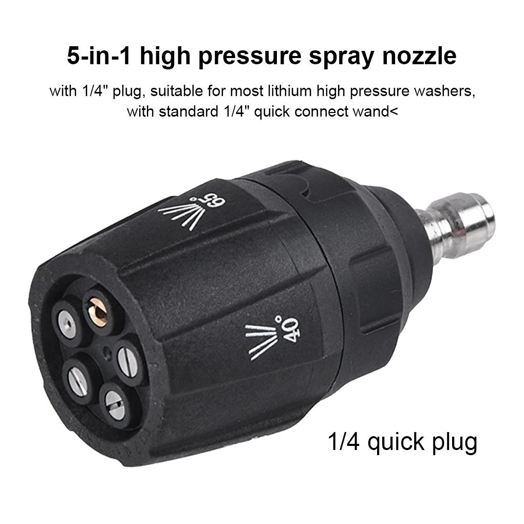 

Plastic 5 in 1 Automobile Pressure Washer Nozzle Portable Universal Multi-modes Adjustable Cleaning Sprayer Accessories