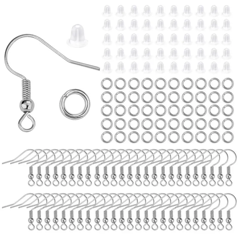 

100/220/300pcs Earrings Set Earring Hooks Open Jump Rings Ear Plug Connects For DIY Jewelry Making Findings Supplies Accessories