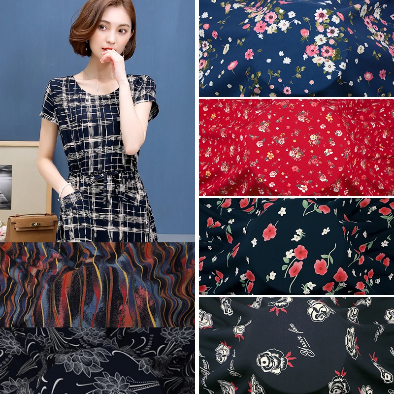 

143 cm wide rayon fabric meter imprint summer fashion dress fabric wholesale rayon cloth