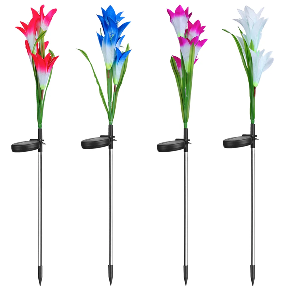 

Solar Led Light Outdoor RGB Color Lily Flower Street Lamp For Country House Vegetable Patch Waterproof Lawn Path Garden Decor