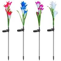 solar led light outdoor rgb color lily flower street lamp for country house vegetable patch waterproof lawn path garden decor