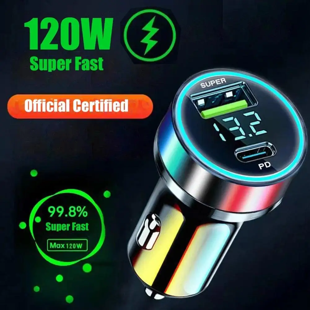 

PD 20W Car Charger Super Fast Charge Adapter Type C USB 120W Portable for iPhone 14 Pro Max 13 12 11 iPad Airpods Huawei OnePlus