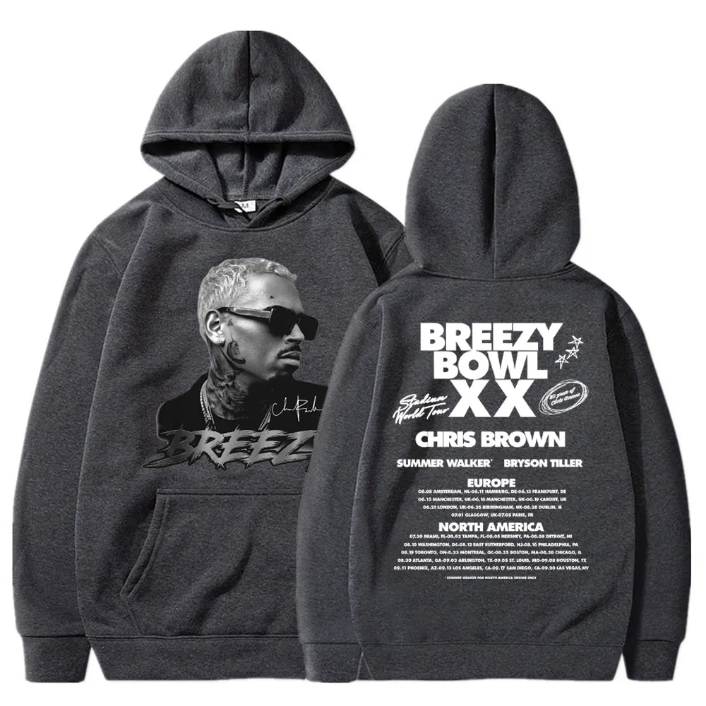 Chris Brown Breezy Bowl XX 2025, толстовка с капюшоном для концертного тура в стиле хип-хоп, ретро, мужская и женская толстовка, флисовый теплый пуловер большого размера, уличная одежда (art.: 3920cd7399743) - 3920cd7399743