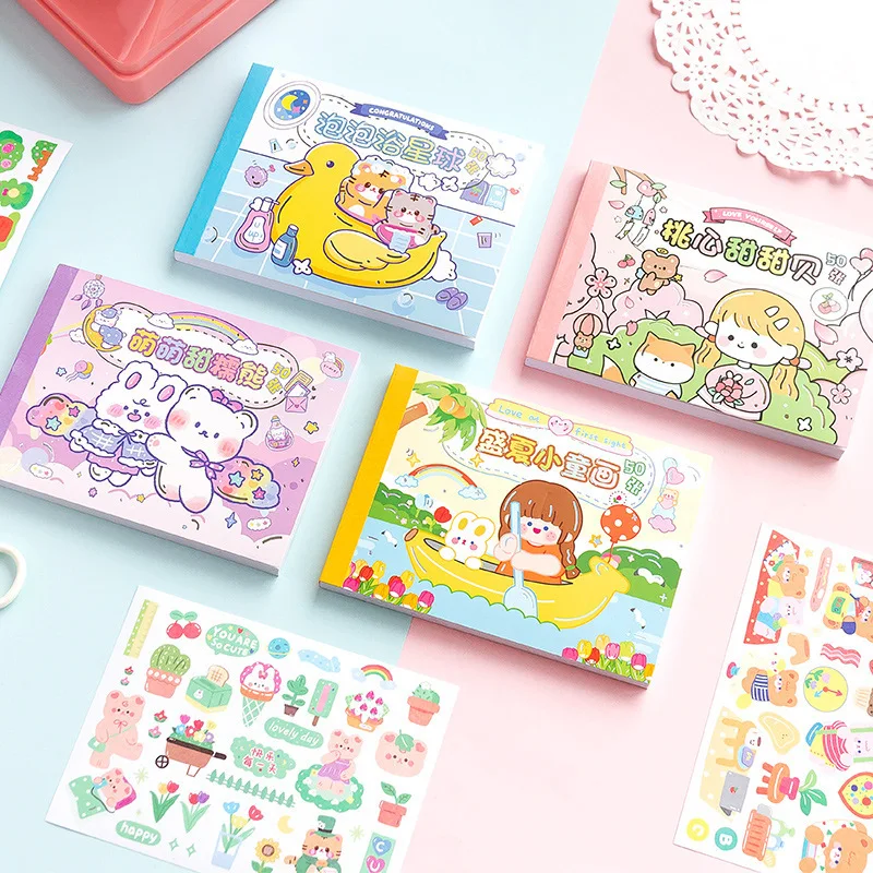 

Kawaii Sticker Set Journal Scrapbooking Material DIY Collage Diary Album Cartoon Animal Sticky Label Decorative Stationery