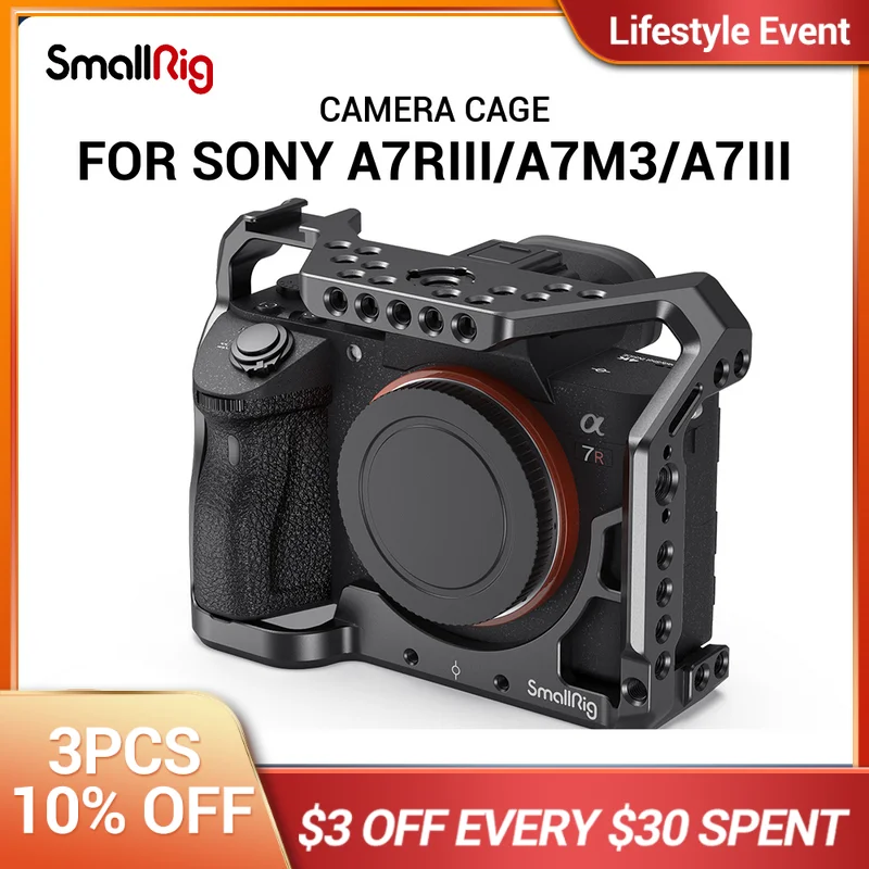 

SmallRig A73 Cage A7R3 / A7RIII / A7III Camera Cage for Sony A7R III / A7M3/ A7 III W/ Arri Locating / 4/1 8/3 Threads hole 2087