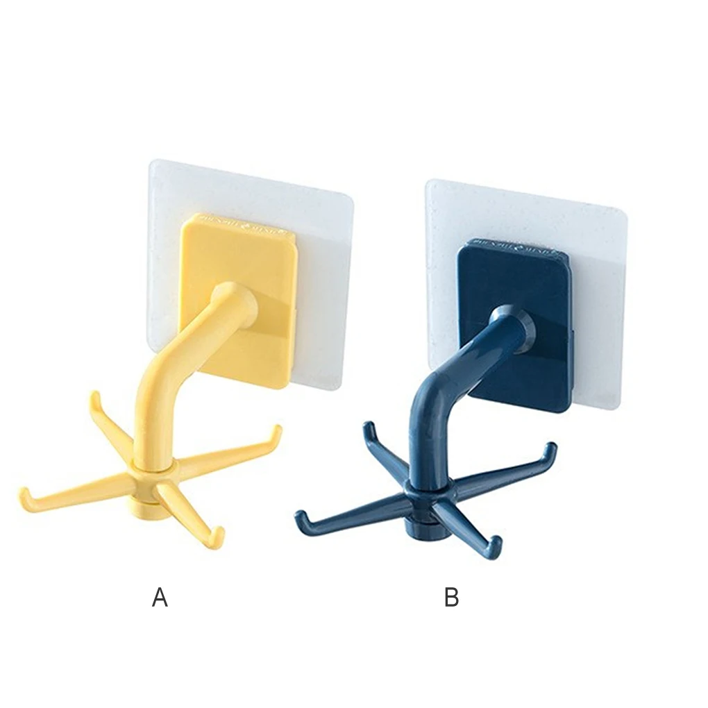 

4-claw Wall Hooks Storage Holder Punch-free Kitchen 360° Swivel Multi-functional Kitchenware Hanger for Restaurant Blue