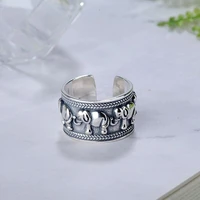 tulx vintage animal elephant open rings thai silver jewelry for women gift cute animal adjustable rings party accessories gifts