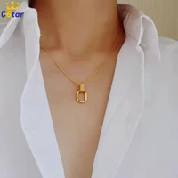 european and american geometric double ring pendant necklace female stainless steel non fading collarbone chain necklaces