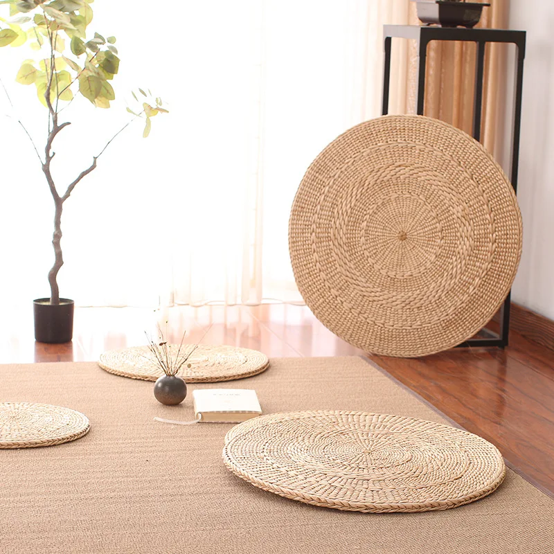 

Hand-made Pampas Grass Round Cushion Rattan Woven Straw Tatami Thickened Bay Window Cushion Meditation Worship Mats Yoga Mats