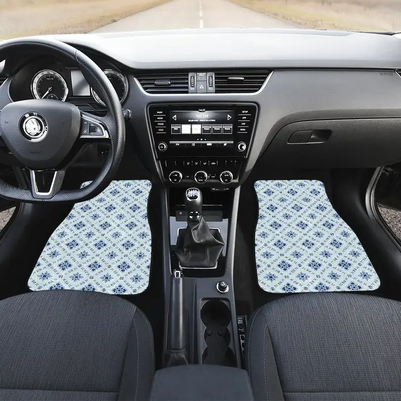 

Blue Decor Pattern Car Floor Mats Set, Front and Back Floor Mats for Car, Car Accessories