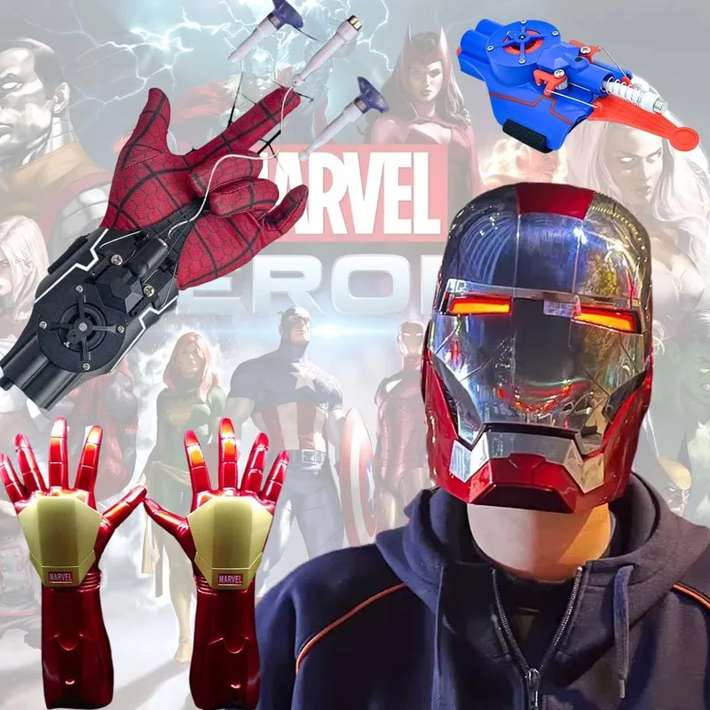 

Паук, паук, стрелки, Железный человек, автоматический шлем MK5, маска с голосовым управлением, перчатки Железного человека, фигурки ML, реквизит для косплея, игрушки в подарок