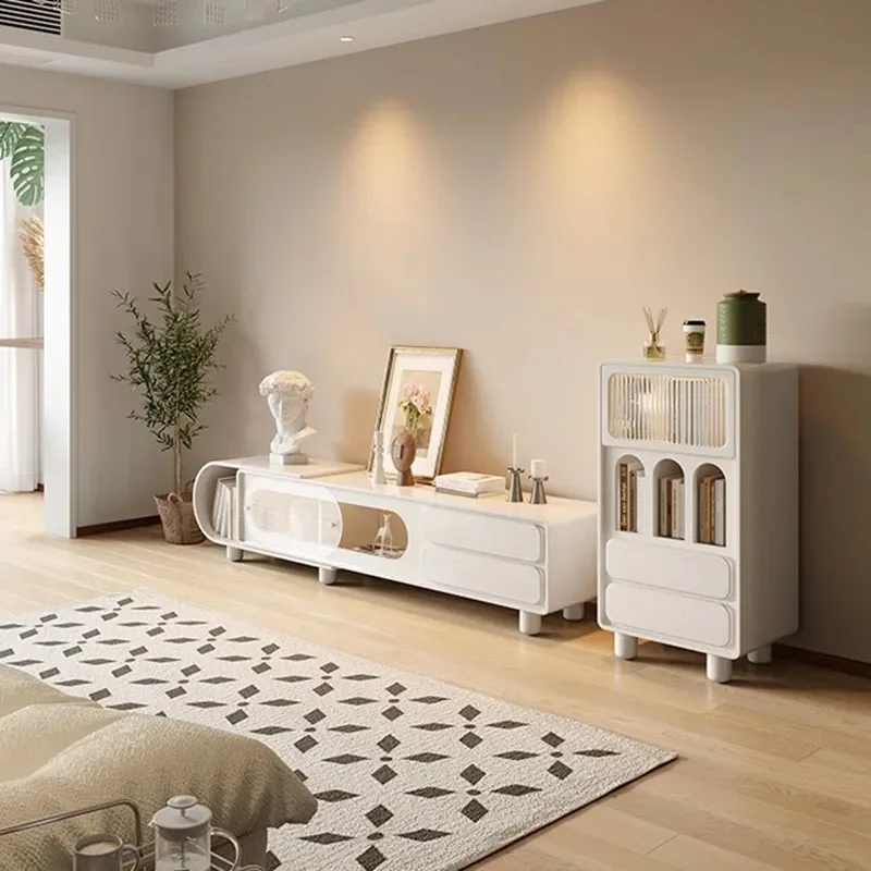 Стеклянная подставка для телевизора гостиной вертикальная белая роскошная