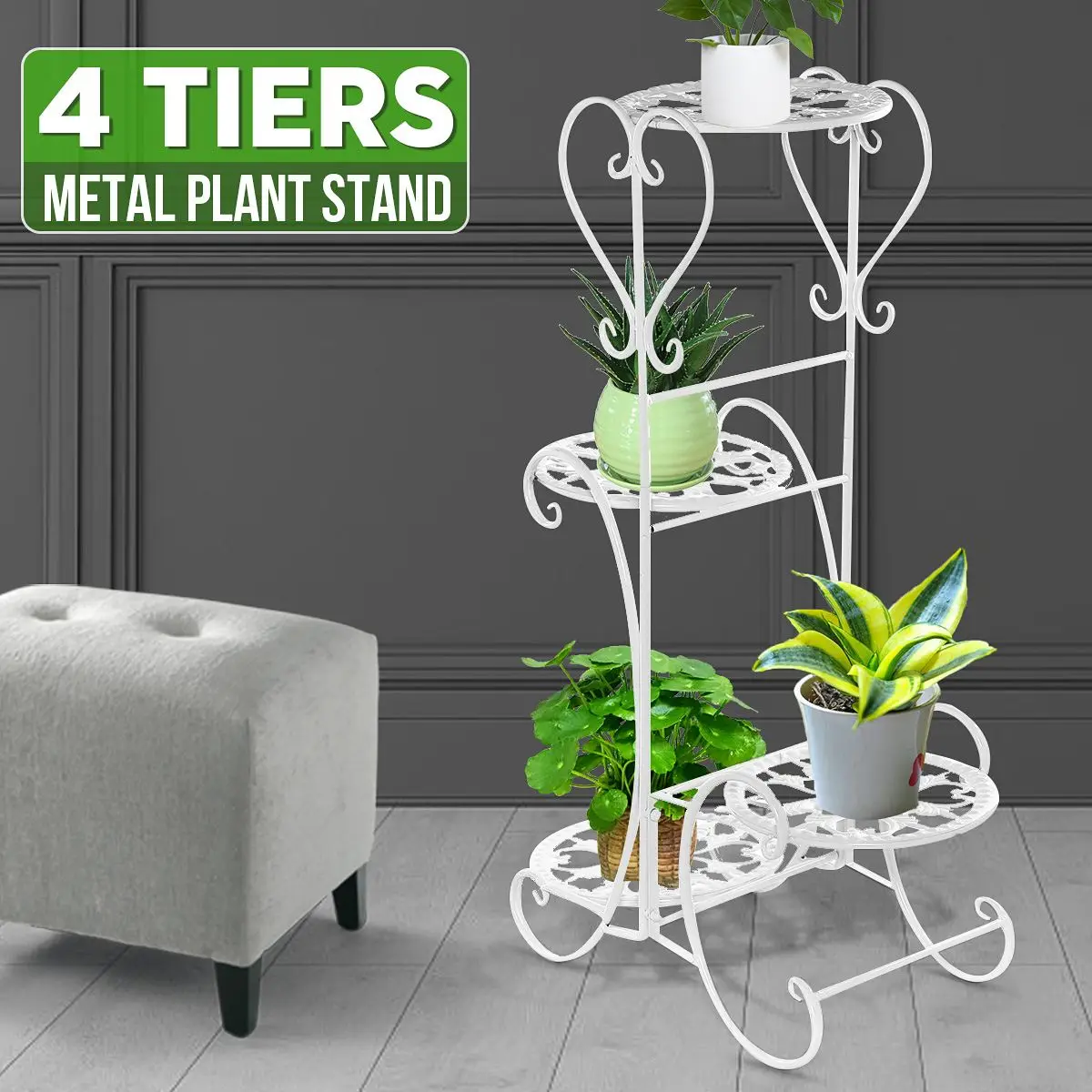 

4 Tiers Plant Stand Multiple Flower Pot Shelves Planter Rack Bonsai Display Shelf Yard Home Garden Patio Balcony Plant Stands