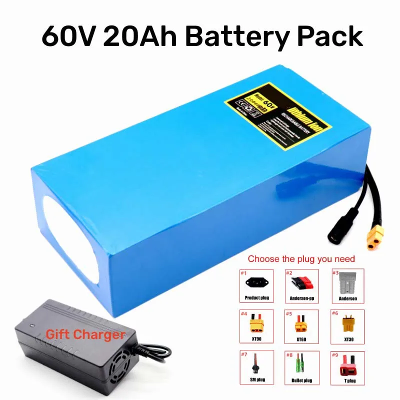 

60V 50Ah 40Ah 30Ah 20Ah Electric Scooter Bateria Electric Bicycle 21700 Battery Scooter 60V Ebike Battery+ 3A Charger