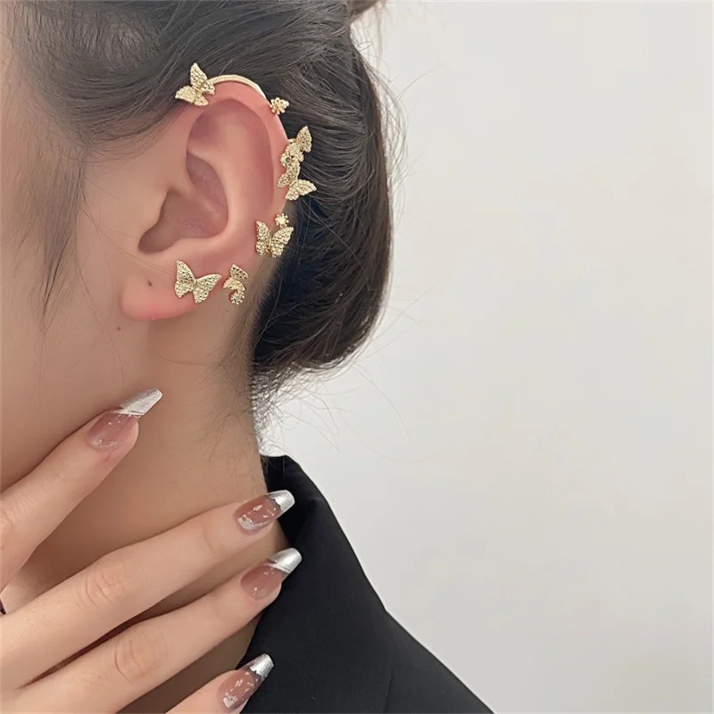 

European and American Butterfly Ear Hooks Without Pierced Ear Clip Fashion One-piece Full Drill High-quality Ear Bone Clip