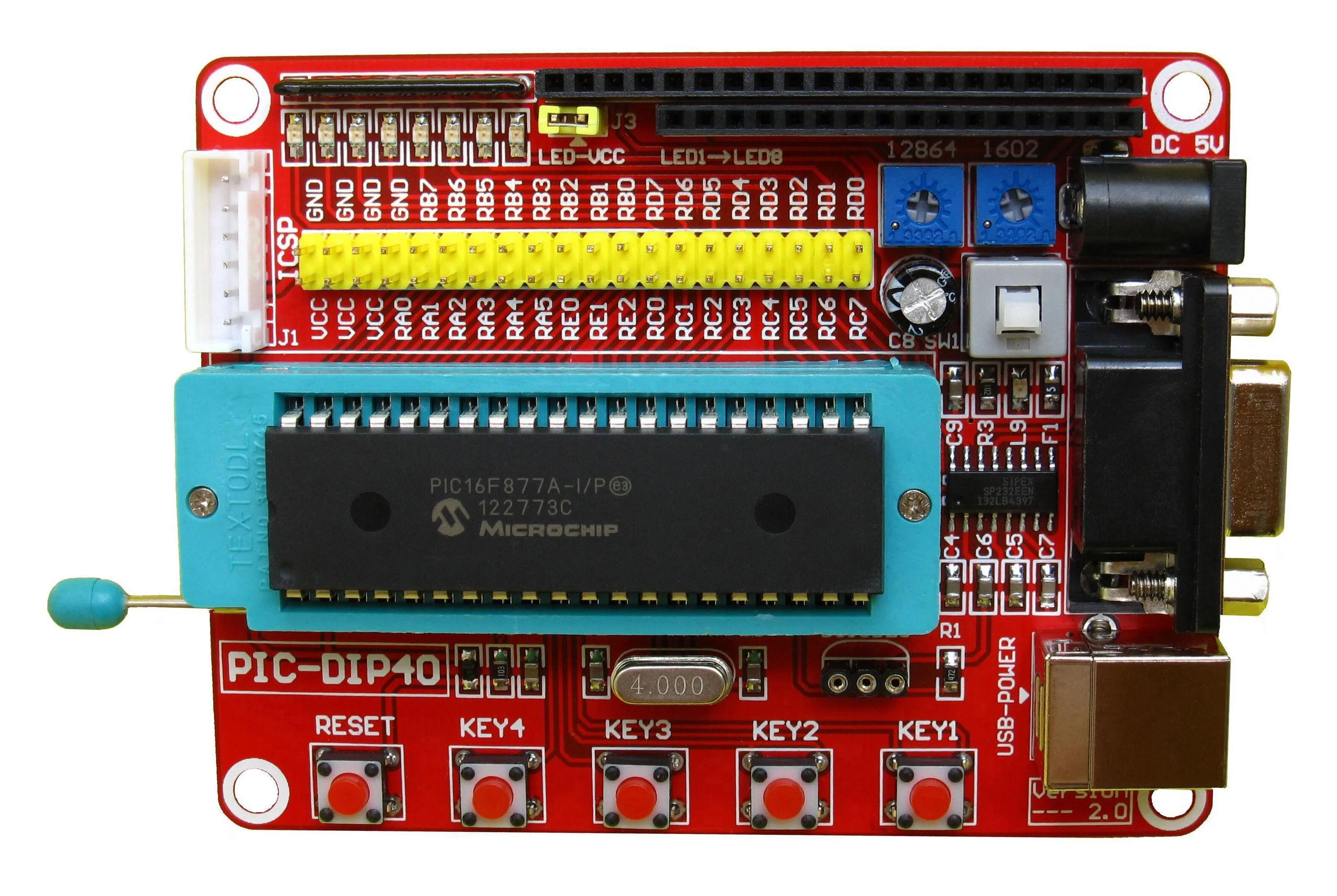 Мини-система PIC макетная плата микрочип PIC16F877 PIC16F877A с USB-кабелем