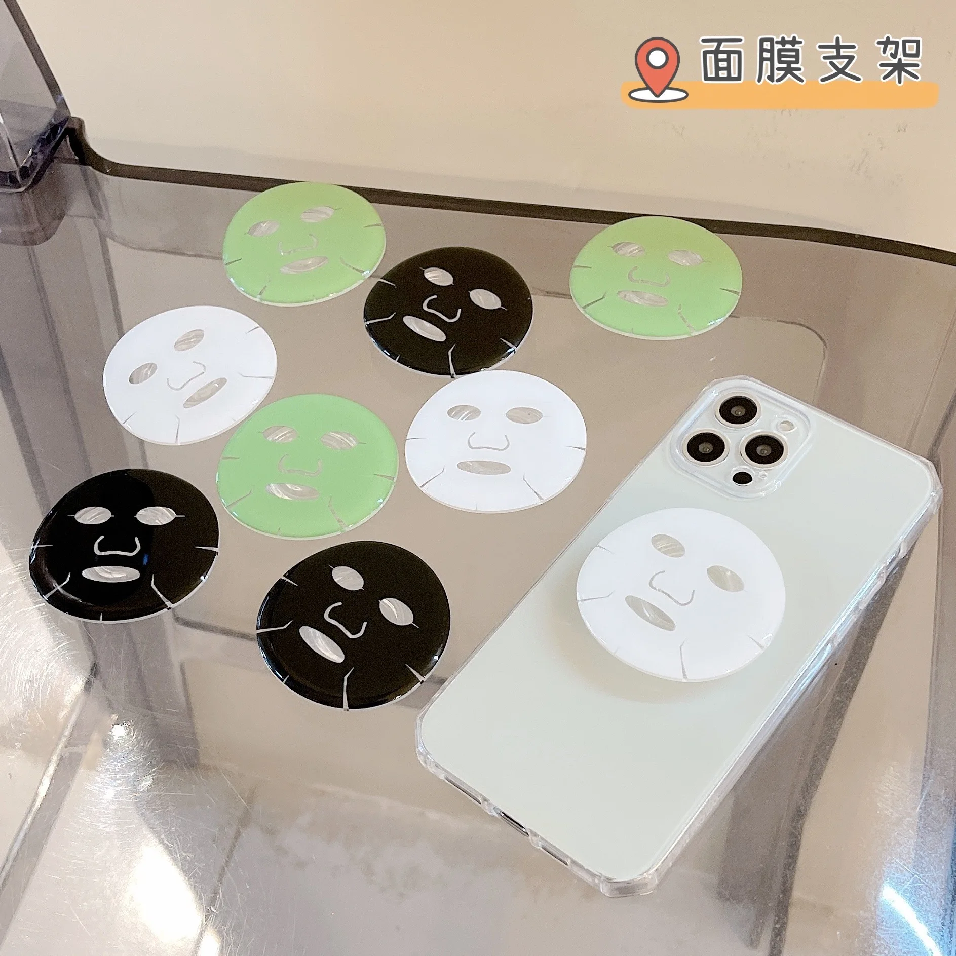 

Funny Mask Couple ins Phone Holder Griptok Support For iPhone Samsung Xiaomi POCO F4 GT Grip Tok Folding Finger Stand Socket