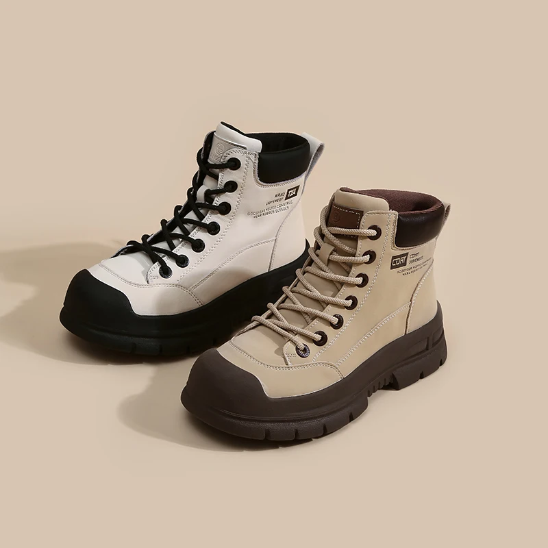 

Retro Non-slip Wear-resistant Woman Shoes 2023 Autumn New Women's Casual Shoes Fashion Comfortable Solid Color Thick-soled Boots