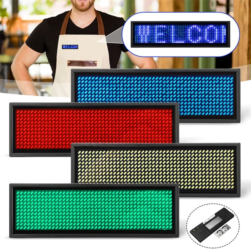 

Top Quality Led Name Tag Mini LED Digital Programmable Rechargeable Scrolling Message Tag Badge Sign for Festival Event Novelty