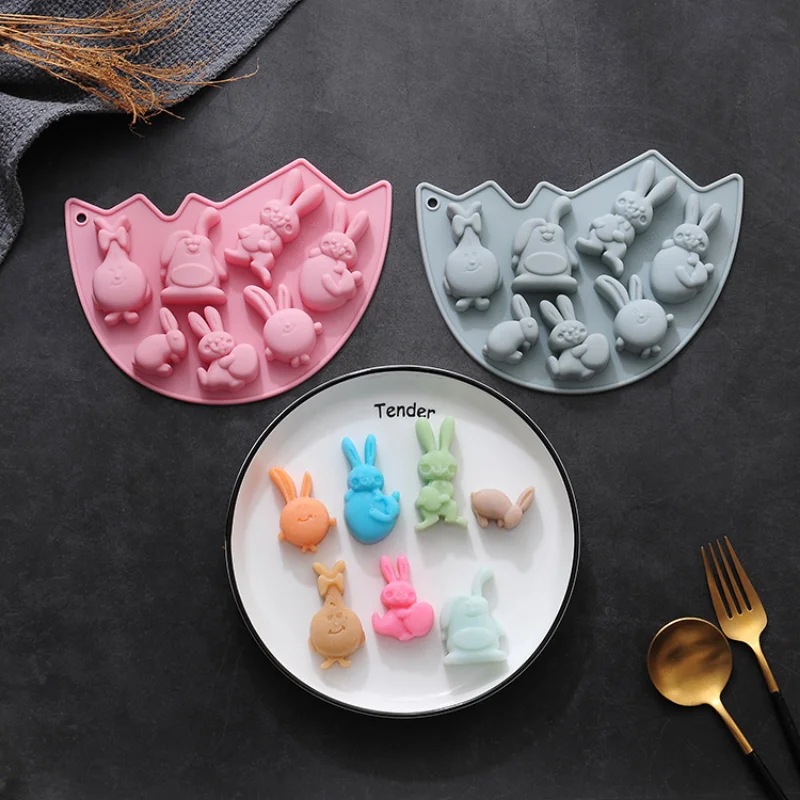 

Bunny Broken Egg Shell Mold Easter Rabbit Shape Silicone Mould DIY Fondant Chocolate Cake Decorations Pudding Jelly Baking Tool