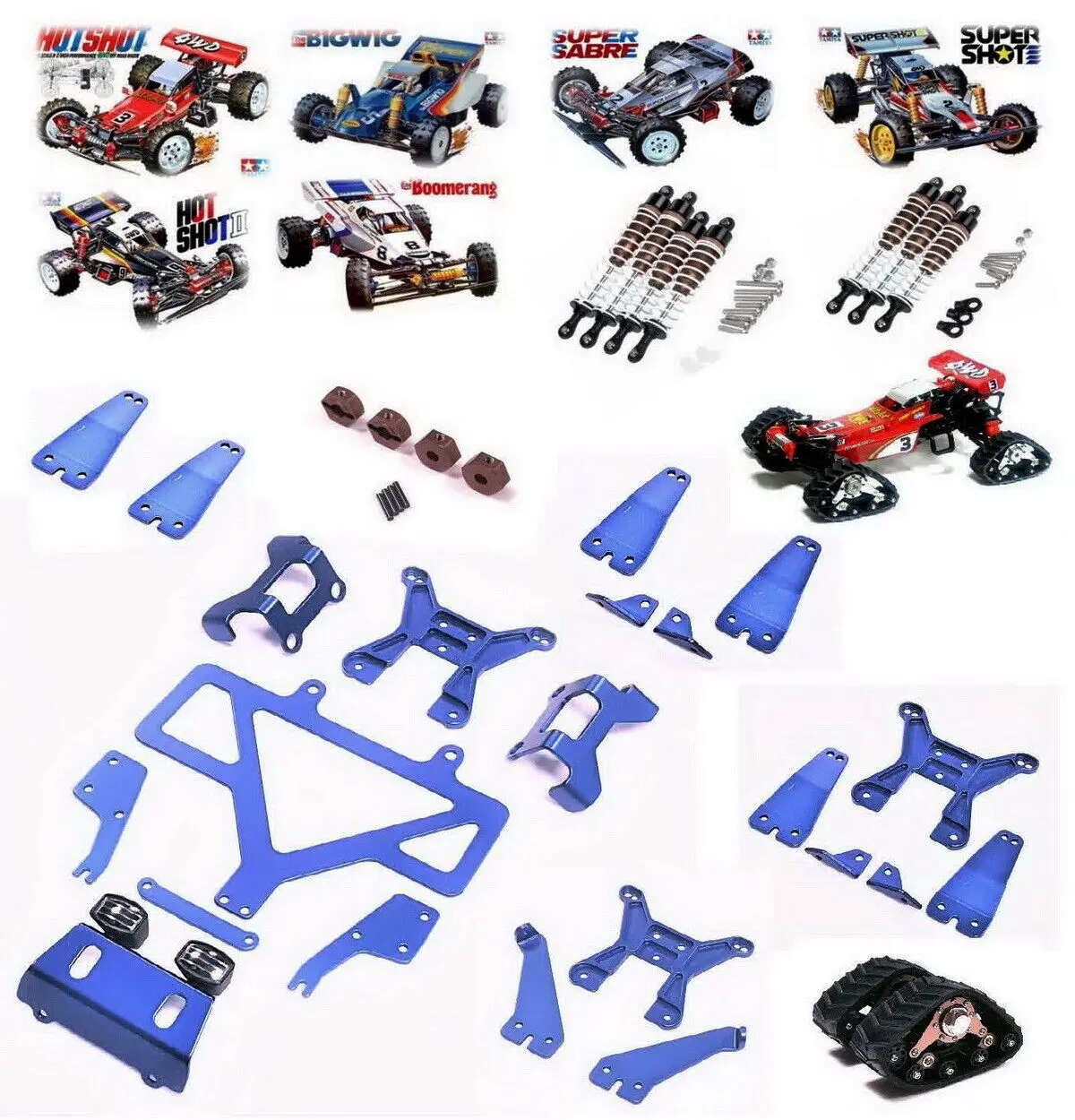 

Aluminum Option Parts Wing/Oil Shocks/Bumper/Wheels for Tamiya Hotshot/Super Hotshot/Boomerange/BIGWIG RC Upgraded