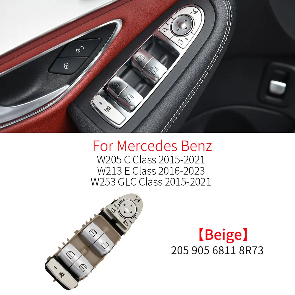 

Автомобильный Электрический выключатель стеклоподъемника для Mercedes W205 W253 W213 для Benz C E GLC Class 2015-2021 C200 E260 E300 GLC300 2059056811