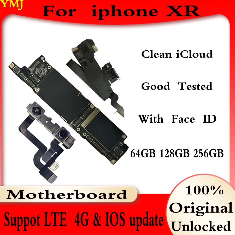 

For iPhone XR Motherboard 100% Original With/No Face ID Unlocked Mainboard Full Tested Free iCloud 64GB-128GB-256GB