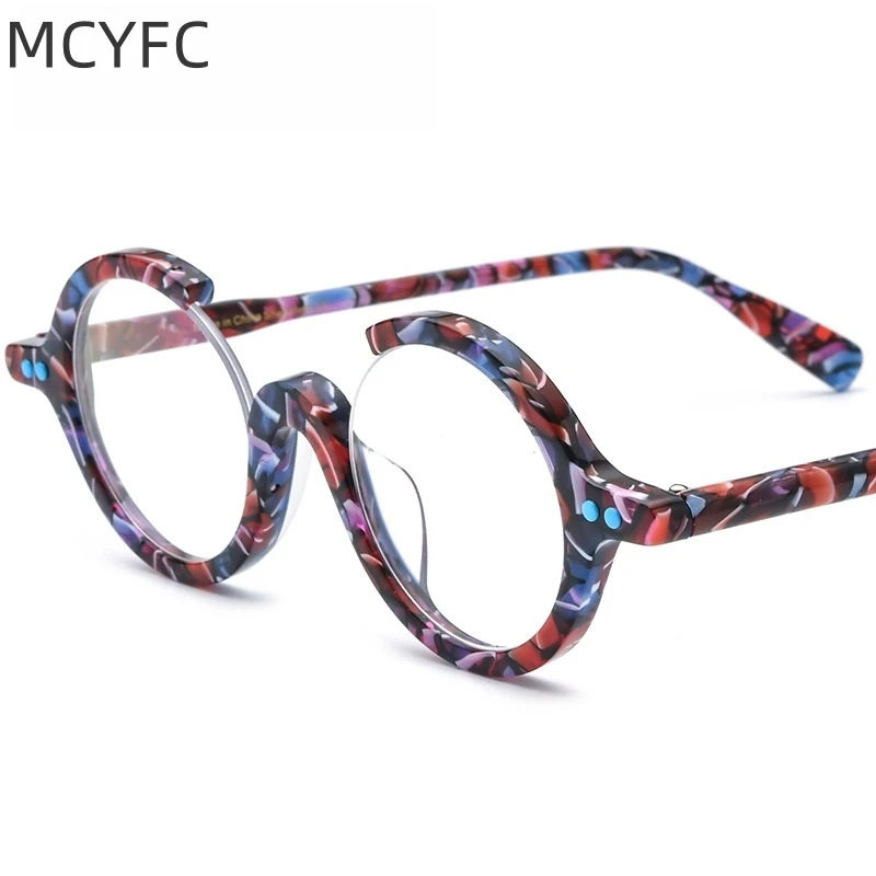 

MCYFC Korean-style Round Eye Glasses Frames for Men with Blue Light Blocking Optical Prescription Eyeglasses Material Acetate