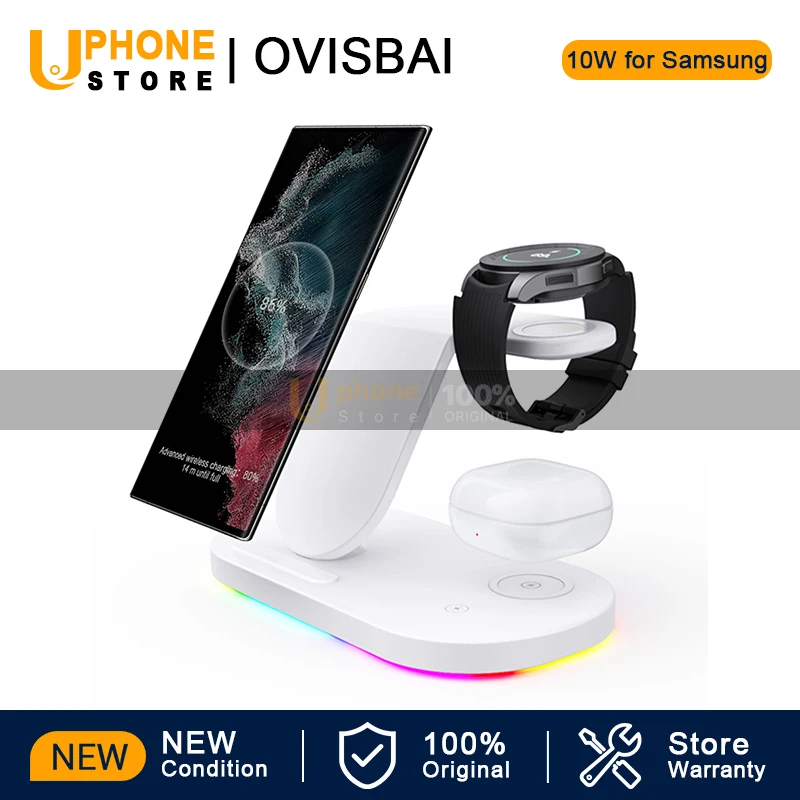 

OVISBAI 3 in 1 Samsung Wireless Charger Wireless Docking Charging Station for Android for Galaxy S23 S22 Galaxy Watch Galaxy Bud