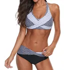 Купальник-бикини в горошек, новинка 2022, купальник с завышенной талией, женское сексуальное бикини с V-образным вырезом, Женский комплект бикини