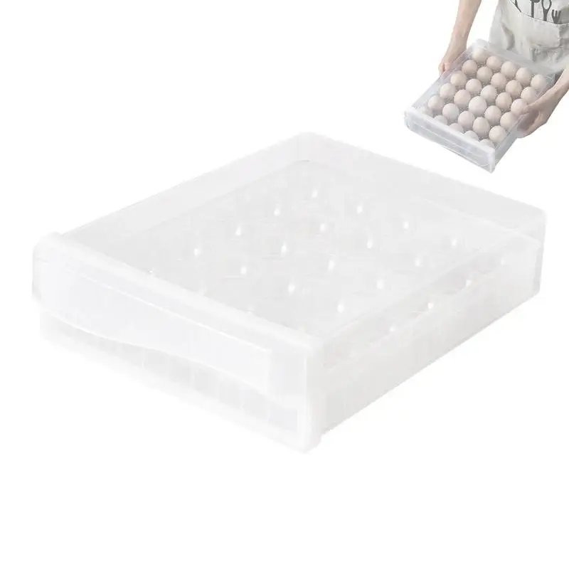 

Large Capacity Egg Holder Egg Storage Drawer Container With Lid For Refrigerator Stackable Egg Storage Rack Egg Box Egg Tray