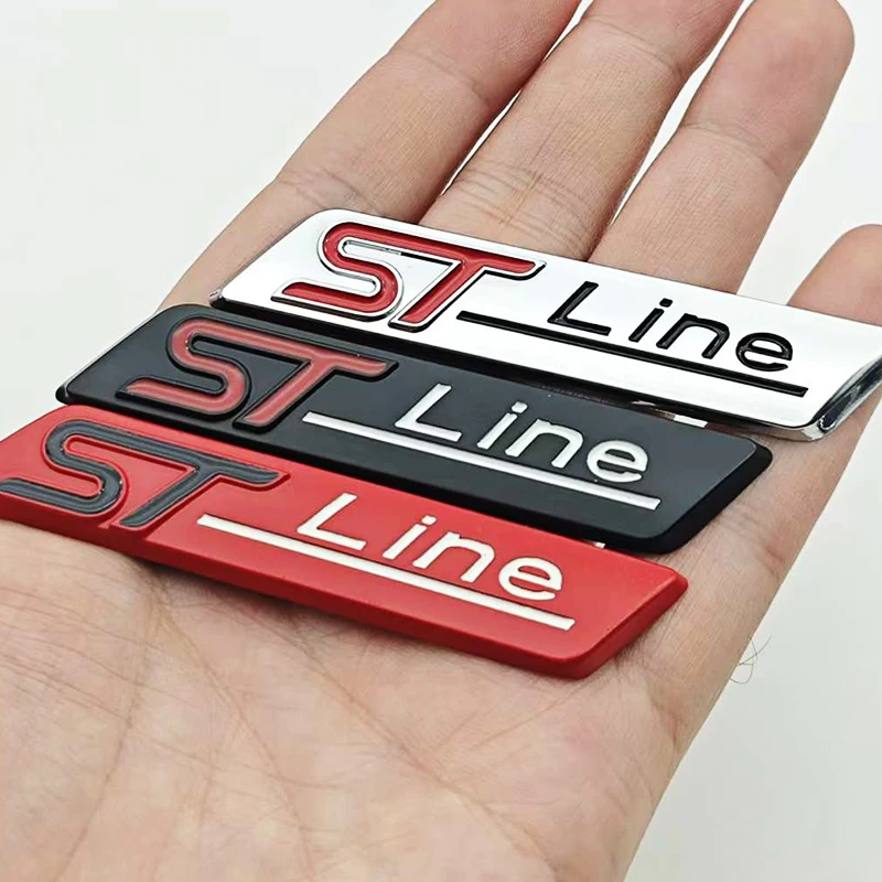 3D металлическая эмблема ST Line с логотипом в черном хроме и серебре для заднего багажника автомобиля, наклейка на боковое крыло для аксессуаров Ford Focus, Fiesta, Mondeo. (art.: 3920dd0fa131b) - 3920dd0fa131b