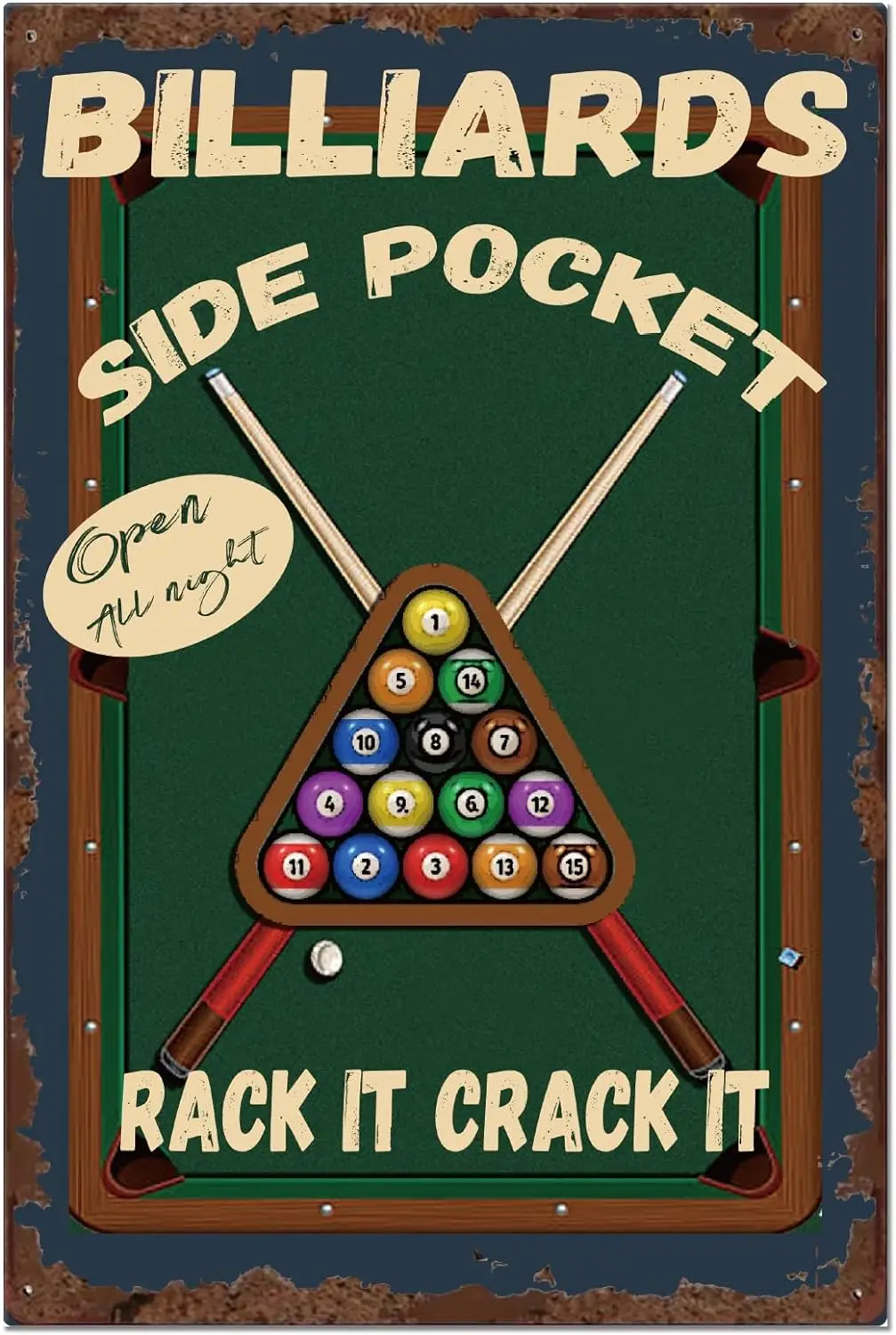 Металлическая жестяная вывеска для бильярда в винтажном стиле
