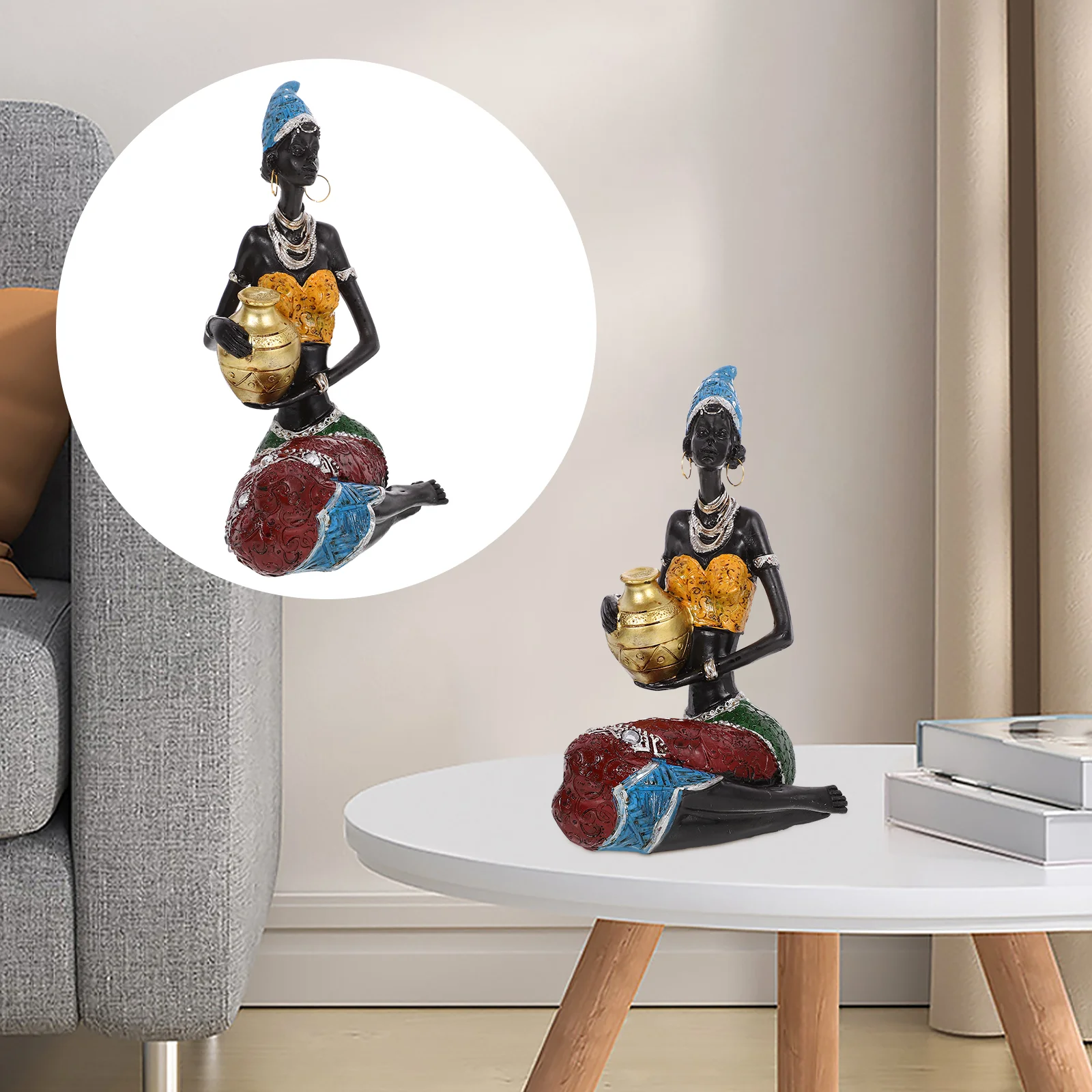 

Desktop Miss Black Decor Vintage Aesthetic Ornament Resin African Girl Figurine