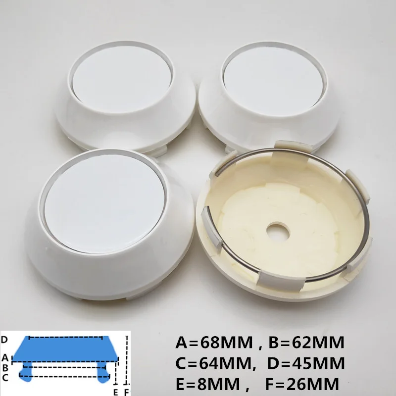 

4 шт., белый чехол на колесо, центральная крышка для модификации ступицы колеса автомобиля, высокая крышка, выпуклая крышка 60 мм, 65 мм, 68 мм, 69 мм, чехол